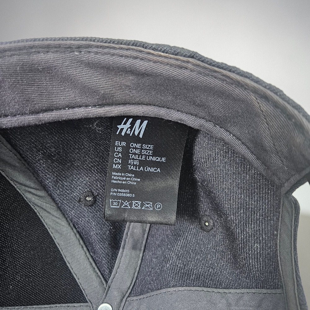 Snapback‎ Hat Mens Gray Brown Faux Suede Flat Brim H&M London Adjustable  Cap - Picture 7 of 7